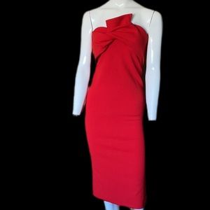 Red strapless dress